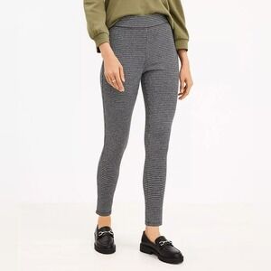 LOFT Houndstooth Print Leggings Pants Womens Size L Black White Stretch‎